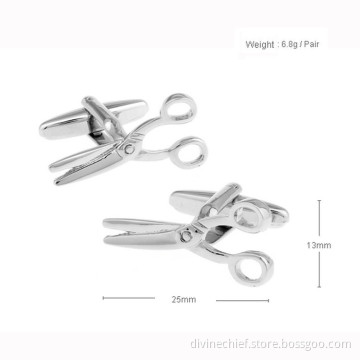 Wholesale Make Custom Scissors Shape Metal Brass/Copper Cufflinks For Man's Shirt